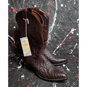 Tony Lama vintage 80s men's deadstock western leather cowboy boots size 9.5